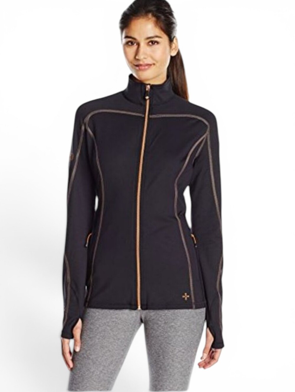 Tommie Copper Black Performance Groove Full Zip Jacket Copper Accents Sz S
